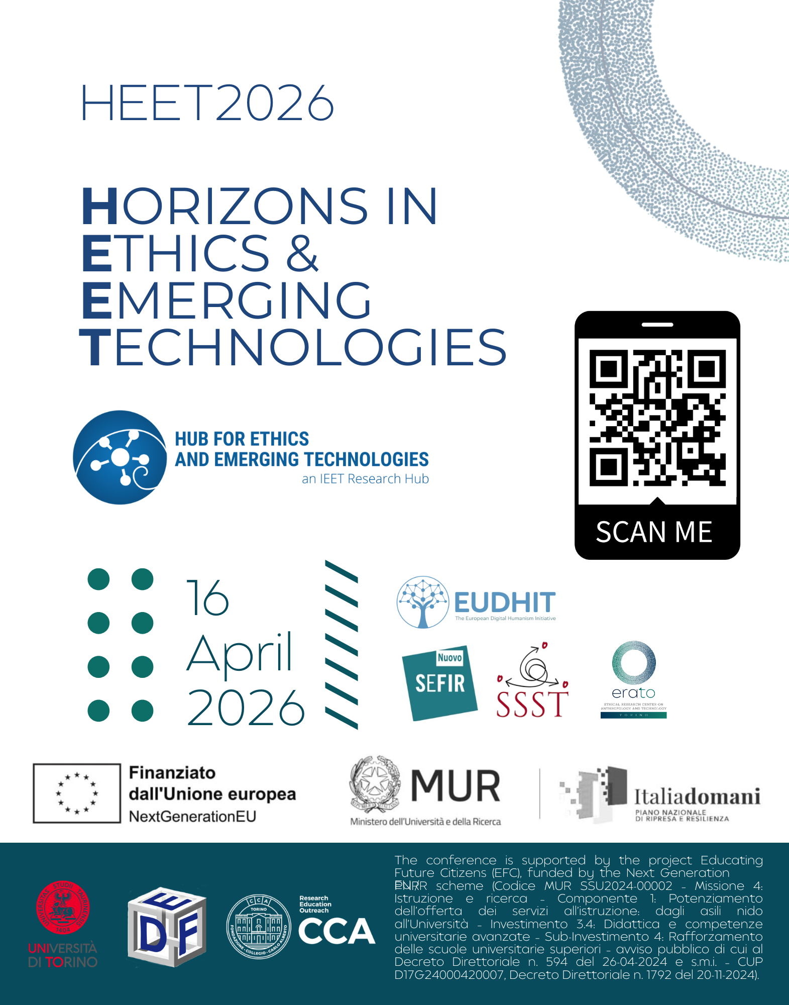 HEET 2026 — Horizons in Ethics and Emerging Technologies conference poster